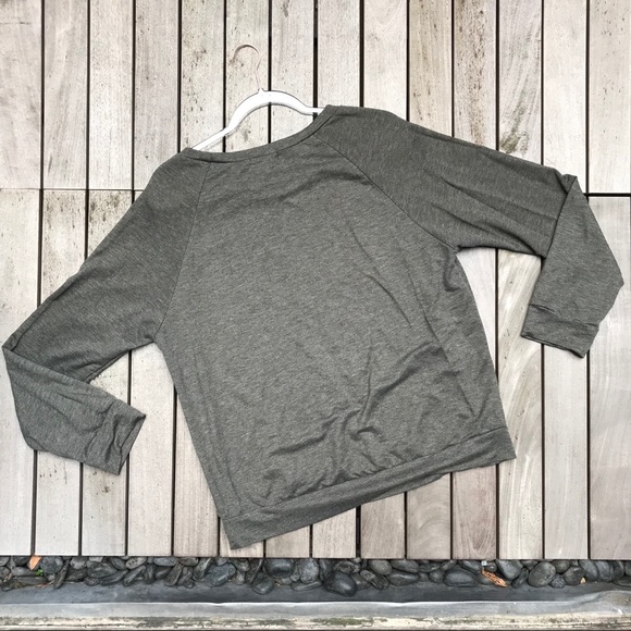 SPRYTUAL Grey Crew Neck Bronze Zipper DetailLong Sleeve Pullover Sweater - Picture 3 of 5
